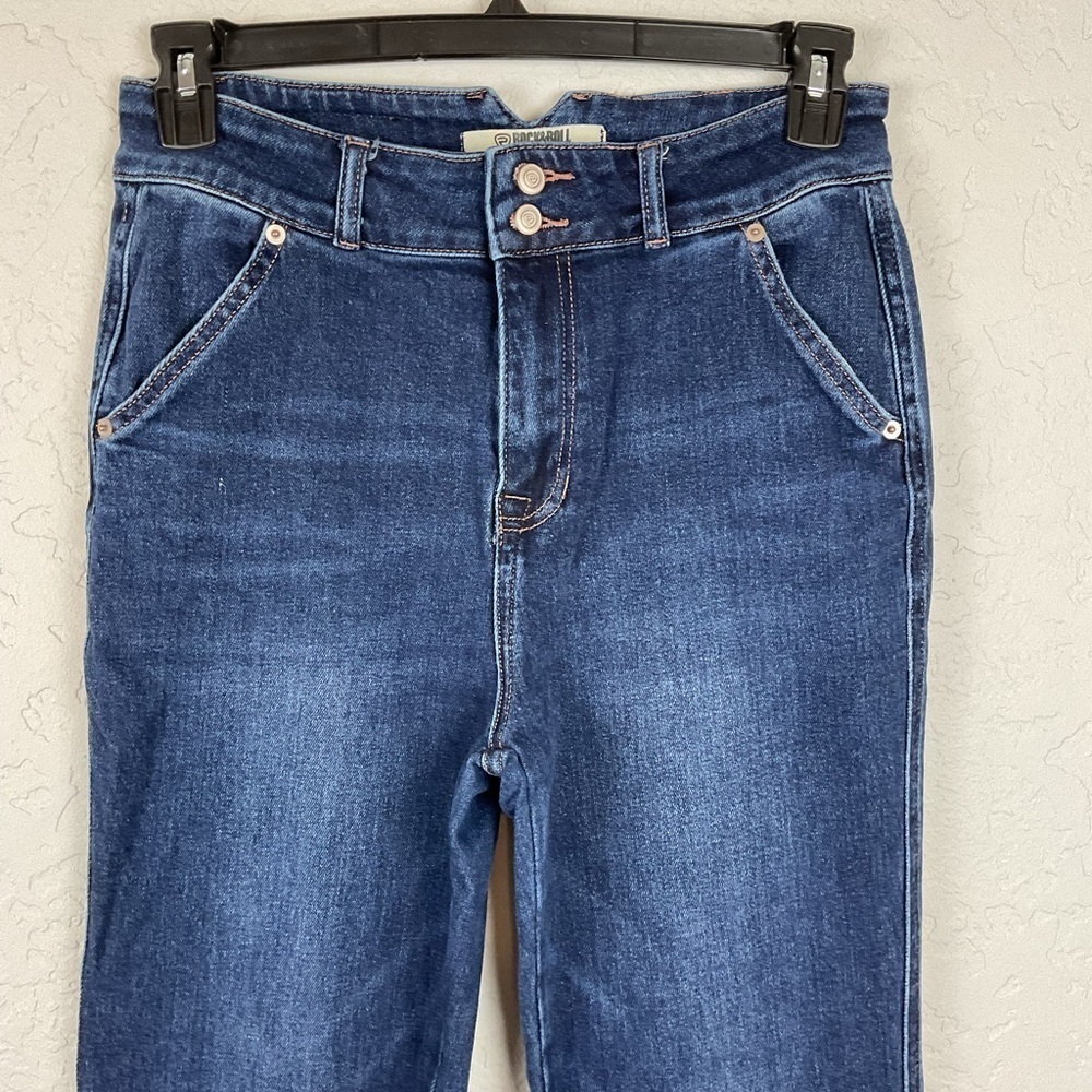 Rock and Roll High Rise Trouser Dark Denim Jean Size 30/36 - Picture 5 of 13